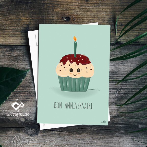 carte postale cupcake anniversaire création française