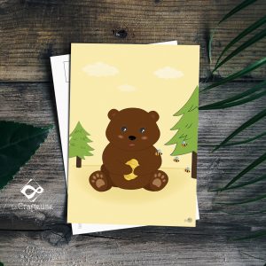 carte postale ours brun création française