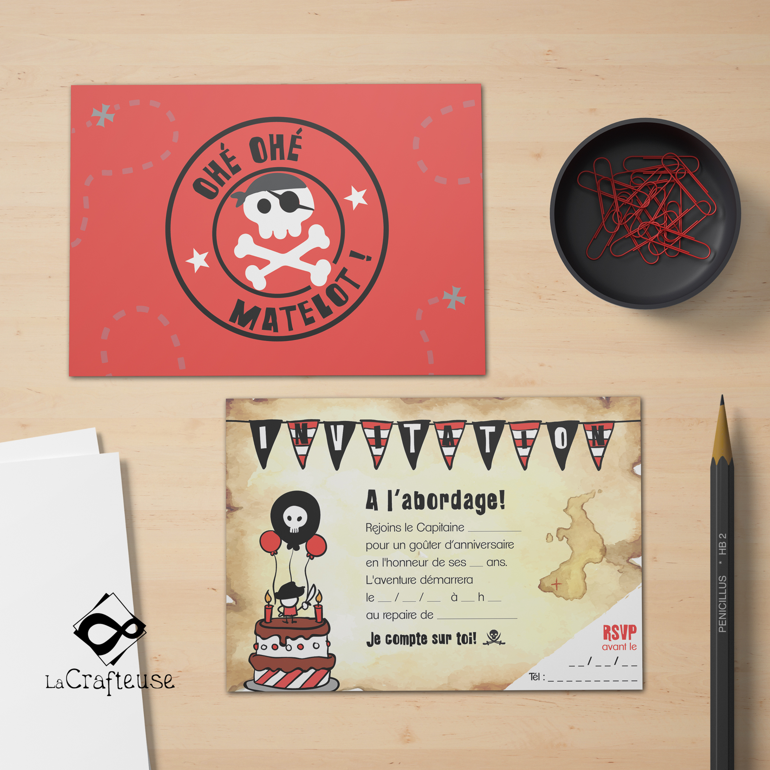 Carte invitation anniversaire pirate