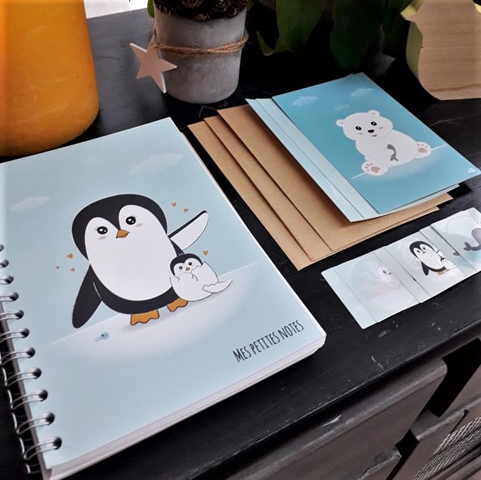 coffret createur pingouin ours stickers et cahier