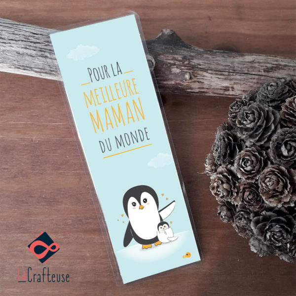 Marque page maman pingouin
