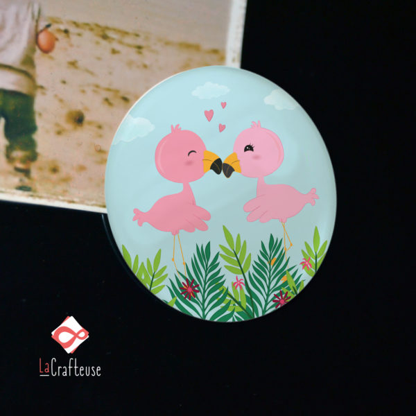 magnet aimant flamand rose cadeau amoureux made in france
