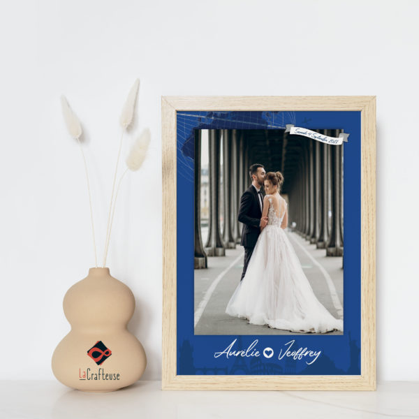 affiche mariage personnalisable theme voyage bleu roi