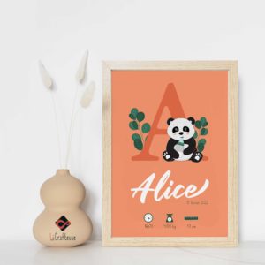 Affiche naissance panda decoration chambre enfant