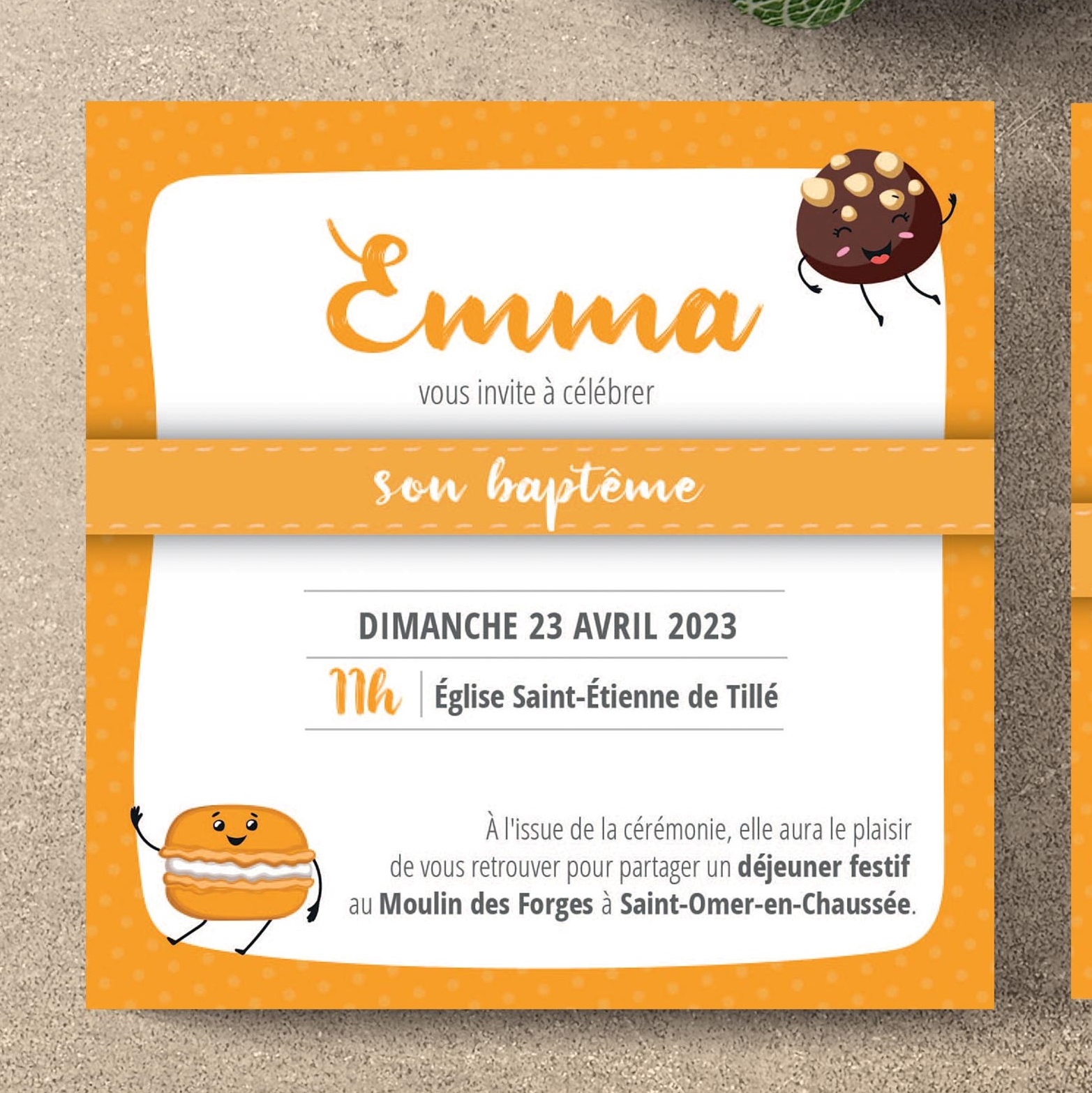 invitation bapteme theme gourmandise