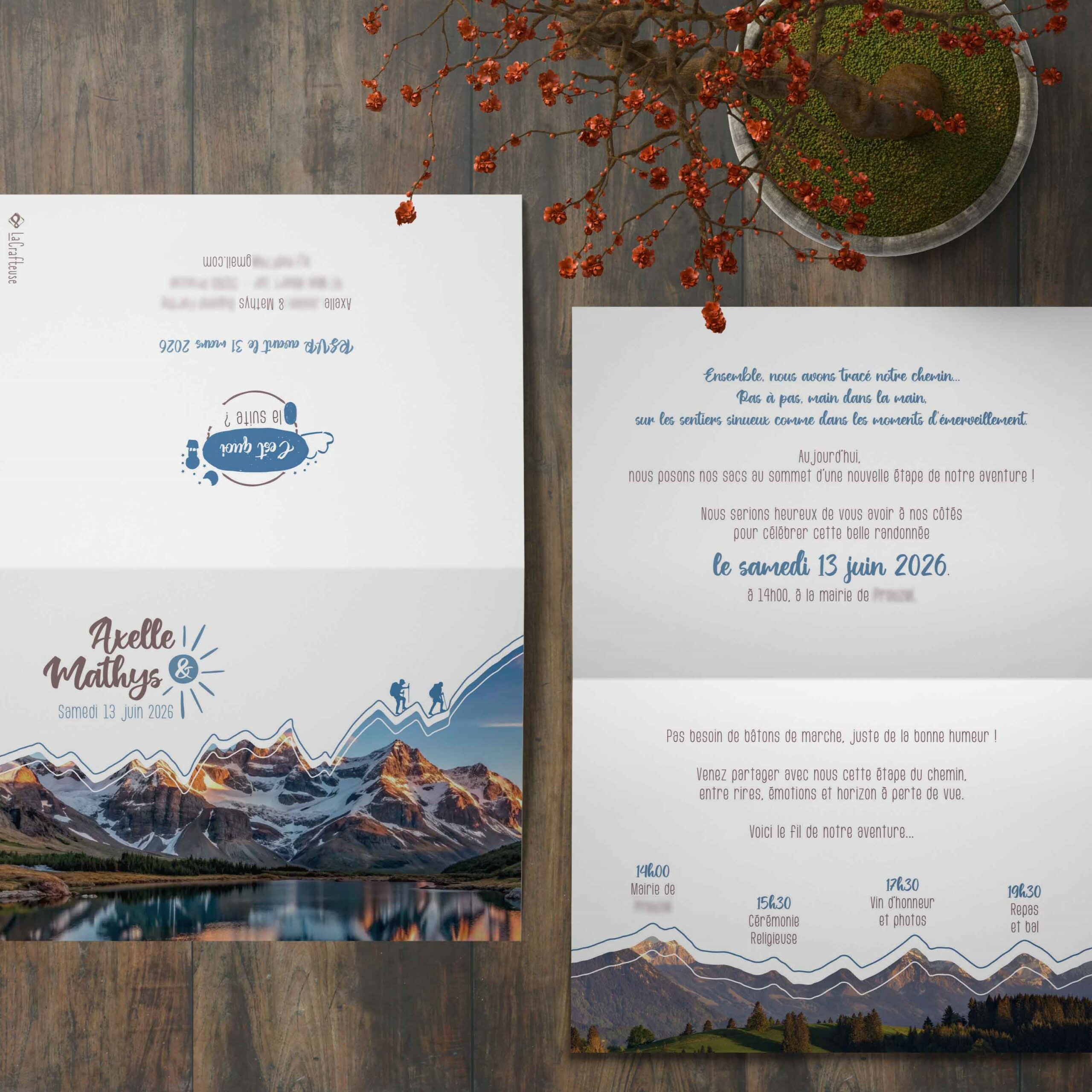 faire part mariage rando montagne avec photo