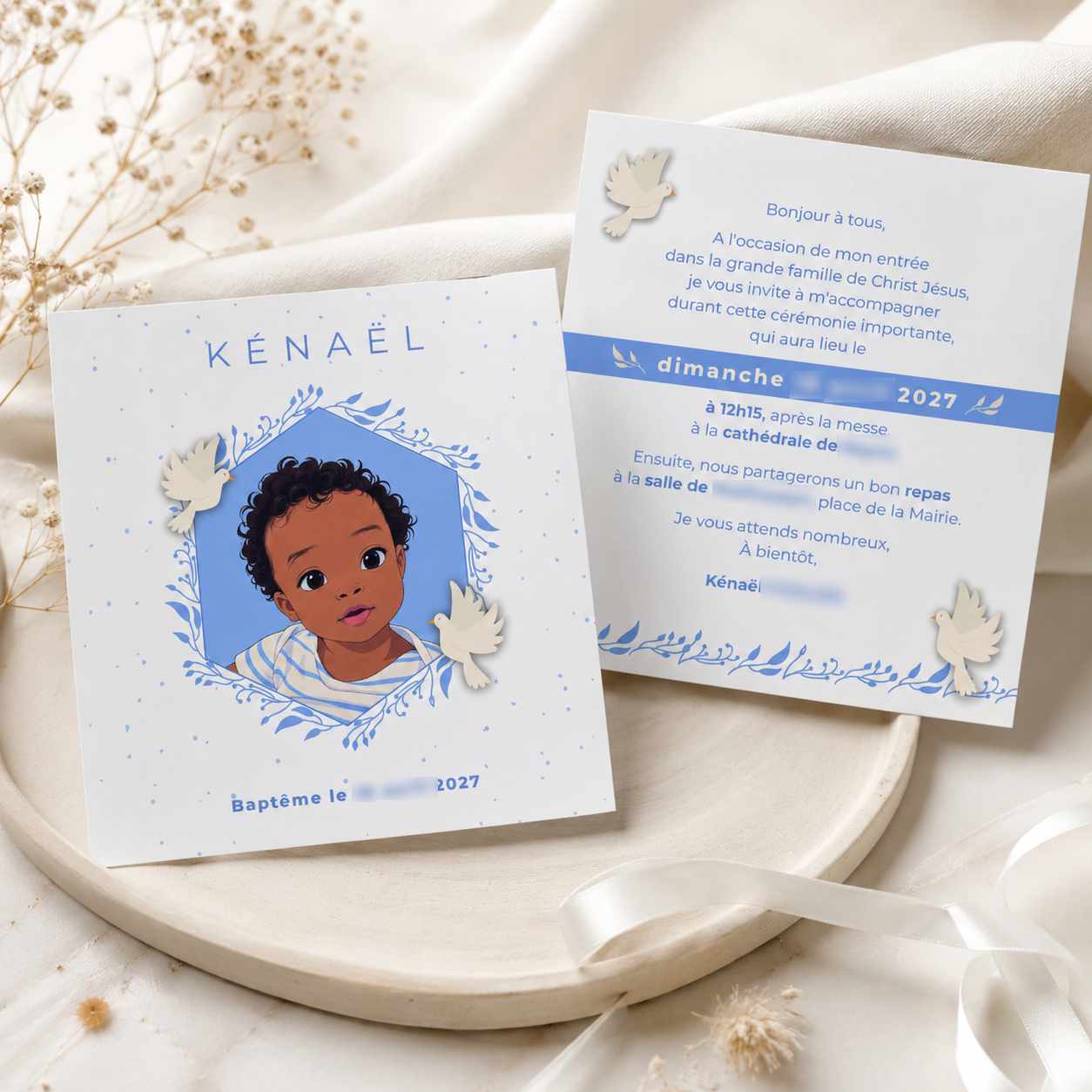 invitation bapteme colombes
